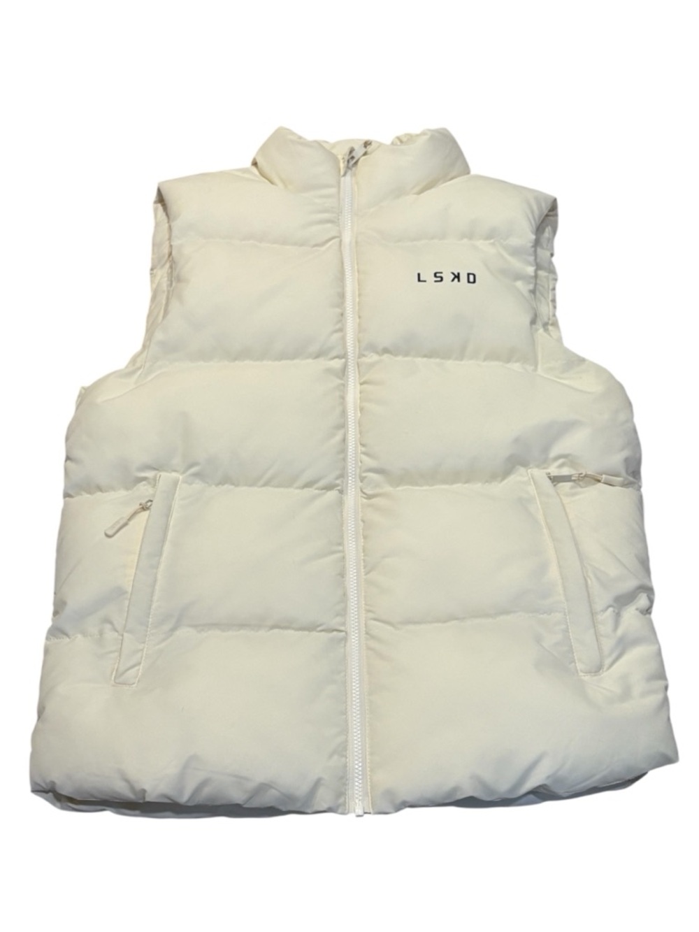 LSKD Women’s Cream Puffer Vest - Sleeveless Quilted Jacket